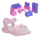 Kit Sandália Baby Kidy Fly Meninas Glitter Com Mini Sala