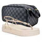Kit Sandália Feminina com Solado Anatômico e Bolsa Necessaire Espaçosa Conforto e Estilo Bege