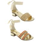 Kit Sandalia Infantil Menina Salto Grosso Tiras Brilho Dourado + Sandalia Feminina Salto Infantil Tiras Trançada 2 Pare