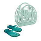 Kit Sandália Melissa Beachwear Bolsa Praia AD Verde Azul Kit Sandália Melissa Beachwear Bolsa Praia AD Verde Azul