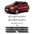 Kit Sandero Stepway Adesivos Cinza 2012 + Soleira Da Porta