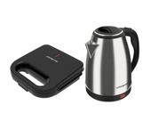 Kit Sanduicheira Elétrica Preta + Chaleira Elétrica Inox Unitermi