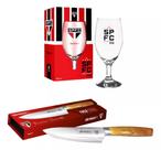 Kit São Paulo Taça de Cerveja + Faca Inox para Churrasco Brasfoot