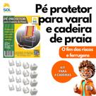 Kit Sapatas Protetor de Pé para 4 Cadeiras de Praia e Varal de Chão Cor Branco Sol Lar e Lazer
