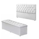 Kit Sapateira Baú + Cabeceira Sonho Casal material sintético Branco