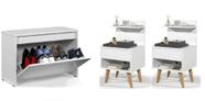 Kit Sapateira Charme + 2 Mesas de Cabeceira Sleep