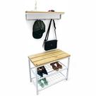 Kit Sapateira e Cabideiro Strassis Design SD-5001-60 Metal e Madeira Cor: Branco