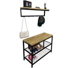 KIT Sapateira e Cabideiro Strassis Design SD-5001-70 Metal e Madeira Cor: Preto