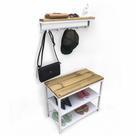 Kit Sapateira e Cabideiro Strassis Design SD-5003-60 Metal e Madeira Cor: Branco