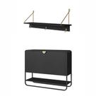 Kit Sapateira Orgânica Luna e Cabideiro com Prateleira Oslo Artesano MDP Nero Base Metal Preto