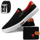 Kit Sapatilha Polo Joy + Cinto + Carteira - Preto e Vermelho