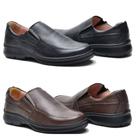 Kit Sapato Conforto Antistress Ortopédico Masculino Com Elástico De Couro Kit Sapato Conforto Antistress Ortopédico Masculino Com Elástico De Couro