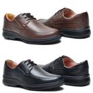 Kit Sapato Conforto Antistress Ortopédico Masculino De Amarrar Em Couro Kit Sapato Conforto Antistress Ortopédico Masculino De Amarrar Em Couro