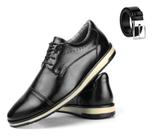 Kit Sapato Oxford material ecológico Sport Fino Masculino Cinto