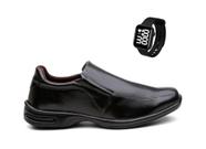 Kit Sapato Social Casual Masculino Confortável Leve + Relógio Digital