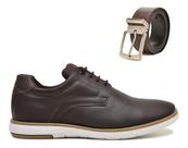 Kit Sapato Social Casual Masculino Premium Derby Oxford Palmilha Gel Macio Confortável + Cinto