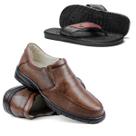 Kit Sapato Social em Couro com Palmilha de Gel Confortável + Chinelo