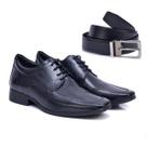 Kit Sapato Social Masculino 100% Couro + Cinto Dupla Face
