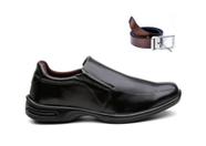 Kit Sapato Social Masculino Adulto Preto Brilho + Cinto