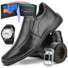 Kit Sapato Social Masculino Bico Quadrado Trabalho Eventos + Relógio + Cinto + Carteira