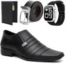 Kit Sapato Social Masculino Clássico Formal Confort Relogio,cinto e Carteira