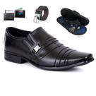 Kit Sapato Social Masculino Confortável Lançamento Acompanha Cinto Carteira e Chinelo