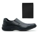 Kit Sapato Social Masculino Couro Legitimo Ortopédico Macio Sola Costurada+Carteira 33/46