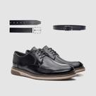Kit Sapato Social Urbano Preto Com Cinto Couro Estilo Detroit Moderno Versátil Sofisticação E Estilo Zapattero Kit Sapato Social Urbano Preto Com Cinto Couro Estilo Detroit Moderno Versátil Sofisticação E Estilo Zapattero