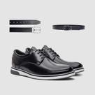 Kit Sapato Urbano Preto Com Cinto Claro Couro Sofisticado Moderno Funcional Ergonomico Sofisticação E Estilo Zapattero Kit Sapato Urbano Preto Com Cinto Claro Couro Sofisticado Moderno Funcional Ergonomico Sofisticação E Estilo Zapattero