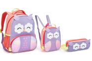 KIT Seanite Mochila/ lancheira e Estojo - CORUJA