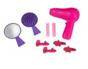 Kit Secador Com 8 Acessórios Barbie Escova Espelho Presilhas
