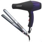 Kit Secador Profissional Sonar 1800W 110V Chapinha Sokany LGSK86 Bivolt 230C Cerâmica Anti Frizz Roxo e Preto