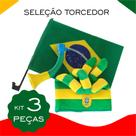 Kit Seleção Torcedor Copa - Chapéu, Corneta E Bandeira Carro