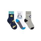 Kit Selene 3 Pares Meia Menina Cano Alto 2451 Marinho/Branco/Mescl