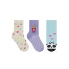 Kit Selene 3 Pares Meia Menina Cano Alto 2451 Mescla/Lilas/Azul