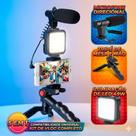 Kit Selfie Profissional Smartphone com Microfone, Luz LED e Tripé Bluetooth