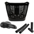 Kit Selim Duas Molas Confortável Preto Manoplas Espuma Guidão Beach Cesta Nylon Para Bicicleta Bike
