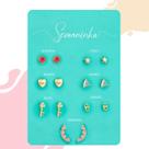 Kit Semanal de Brincos Sete Pares Banhados a Ouro com Design Exclusivo