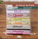 Kit Semaninha Pano de Prato Pintado 100 Algodão 45x75 7, 14 ou 21 Panos de Copa com Viés Estampado Alta Absorção para Cozinha Kit Semaninha Pano de Prato Pintado 100 Algodão 45x75 7, 14 ou 21 Panos de Copa com Viés Estampado Alta Absorção para Cozinha