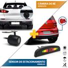 Kit Sensor de Ré Vermelho + Câmera Traseira Renault Sandero 2007 2008 2009 2010 Buzzer Linhas Grade Referência