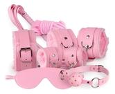 Kit Sensorial Sex Shop Sensual 8 Peças Em material sintético E Algodão Rosa
