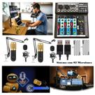 Kit Setup Podcaster Com Mesa Interface USB com 2 Microfones Condensdor