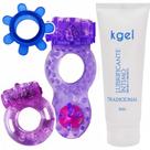 Kit Sex Shop 3 Anéis Penianos Estimulantes Masculinos e Gel Lubrificante Neutro 50g 1un