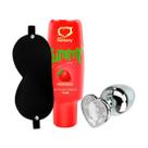 Kit Sex Shop Brinquedos Sexuais com Plug em Aço Inox, Gel Térmico Esquenta e Venda em material sintético