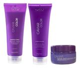Kit Shampoo 240ml Condicionador 240ml Sérum 80g Caviar Color Kpro Kit Shampoo 240ml Condicionador 240ml Sérum 80g Caviar Color Kpro