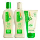 Kit Shampoo Condicionador e Creme de Pentear Cabelo Cacheado Babosa e Macadâmia Cachos Bio Extratus Kit Shampoo Condicionador e Creme de Pentear Cabelo Cacheado Babosa e Macadâmia Cachos Bio Extratus
