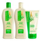 Kit Shampoo Condicionador e Creme de Pentear Cabelo Cacheado Babosa e Macadâmia Cachos Bio Extratus