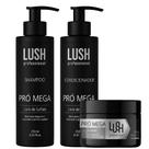 Kit Shampoo, Condicionador e Leave-in Pró Mega Para Prótese Capilar, Mega Hair e Extensões