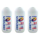 KIT Shampoo Dimension 3 em 1 Anticaspa Secos 200ml - 3 Unidades.