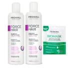 Kit Shampoo e Máscara Crescimento Force Hair 2x500ml ProHall Kit Shampoo e Máscara Crescimento Force Hair 2x500ml ProHall